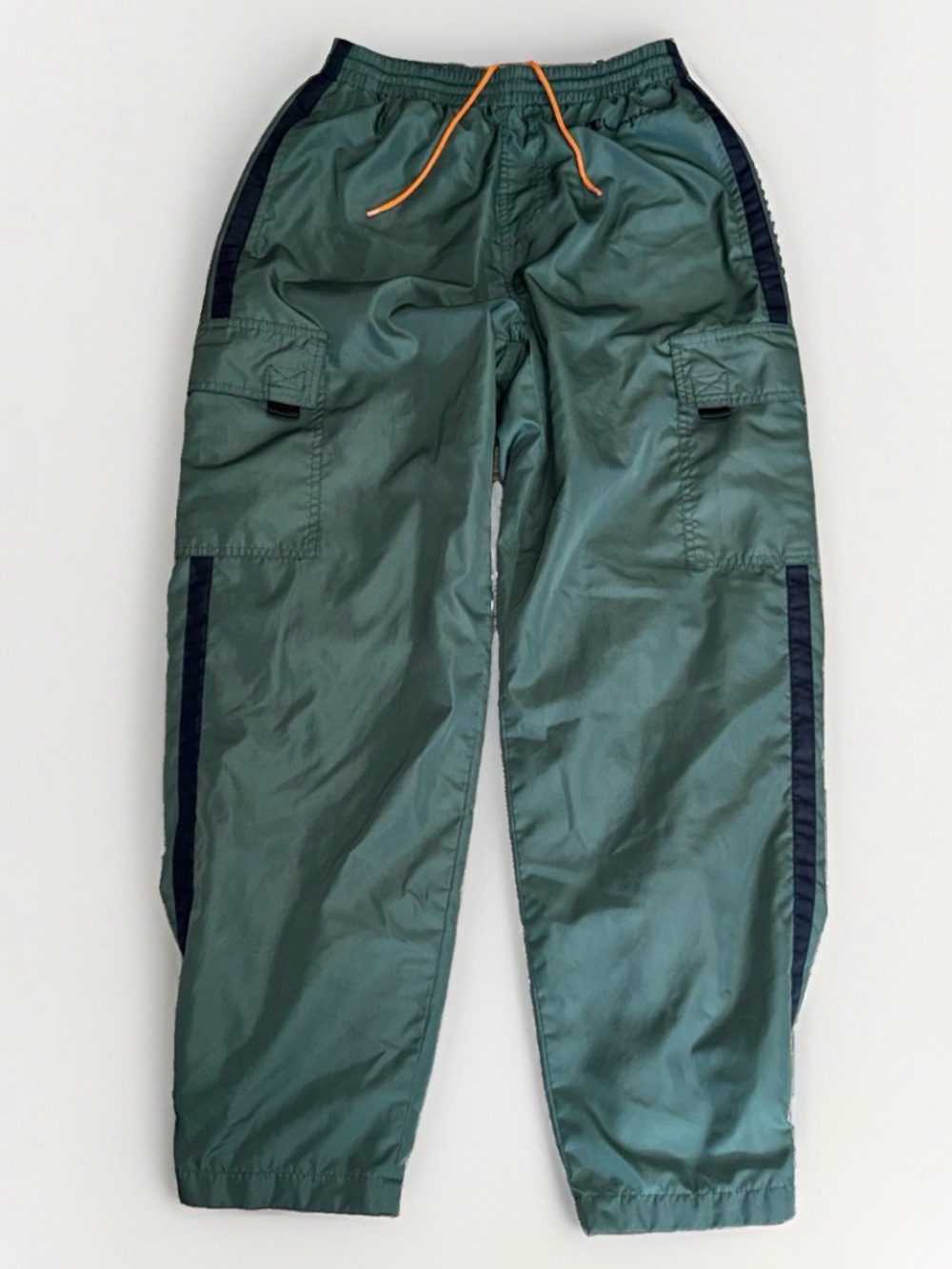 Vintage Champion Cargo Track Pants Men’s Small Green Nylon Windbreaker Y2K